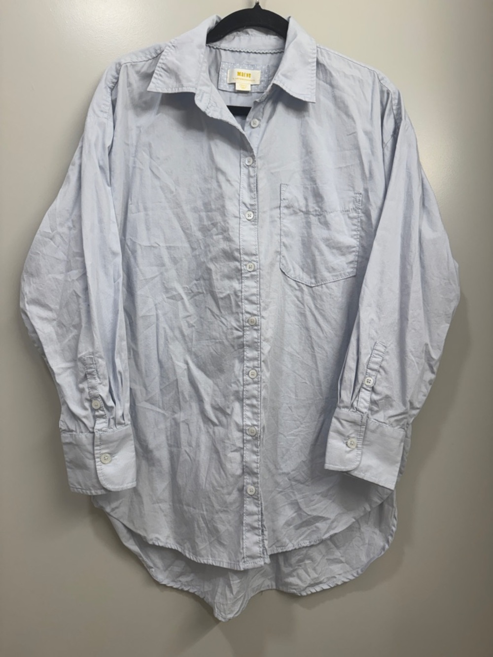Anthropologie Light Blue Button Down Shirt Womens Classic Casual